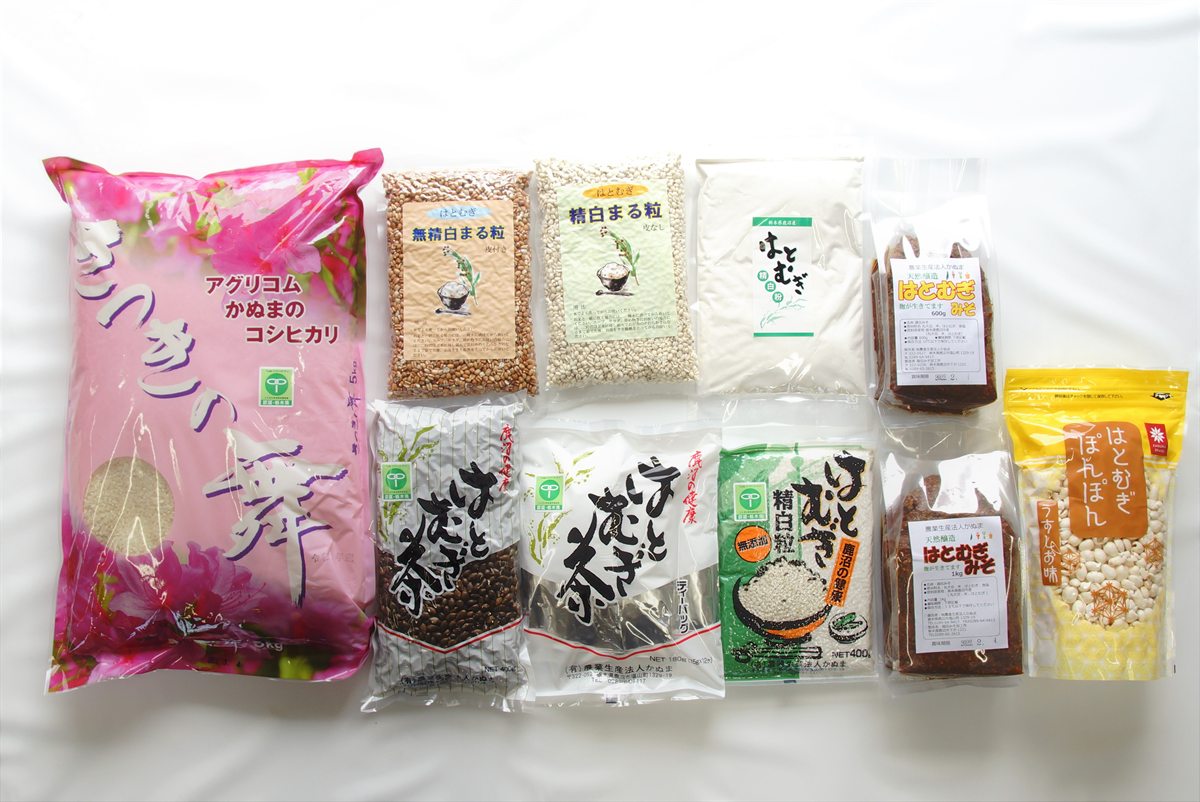 さつきの舞コシヒカリとはとむぎ製品